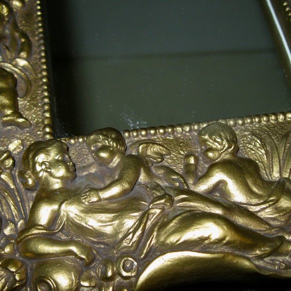 "GARGOYLES STUDIO BABY ANGELS FROLICKING AMONGST THE VINES & FLOWERS MIRROR" - Picture 8 of 10